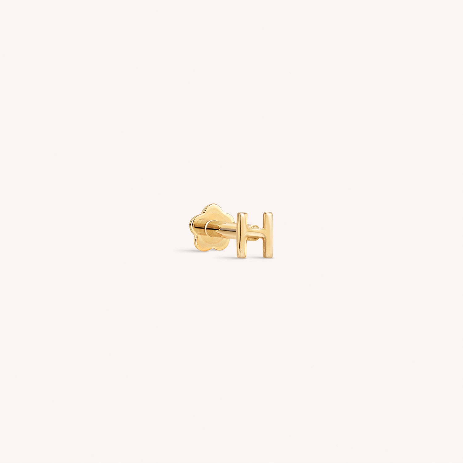 14K Massief Gouden Mini Alfabet Platte Oorbel