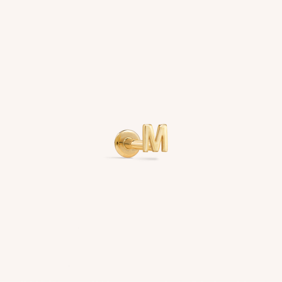 14K Massief Gouden Mini Alfabet Platte Oorbel