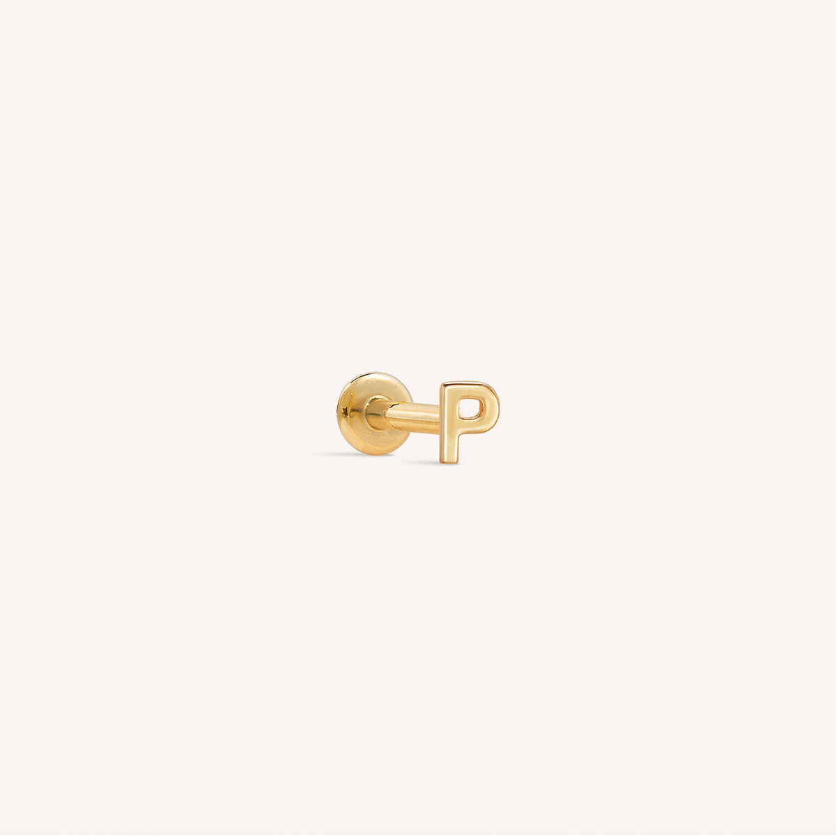 14K Massief Gouden Mini Alfabet Platte Oorbel