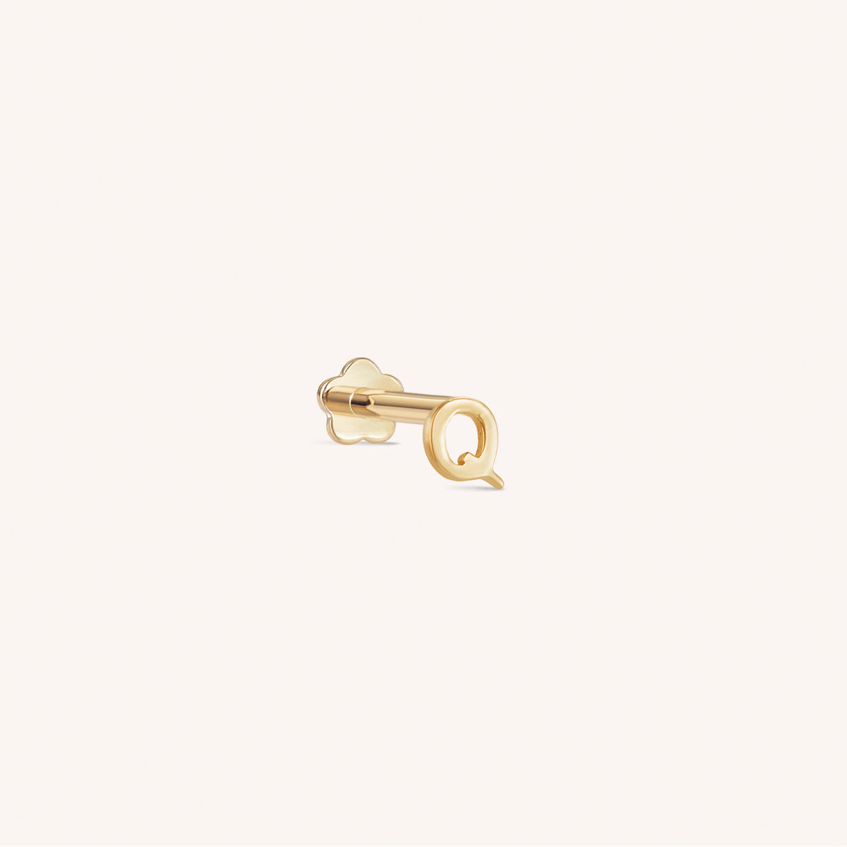 14K Massief Gouden Mini Alfabet Platte Oorbel