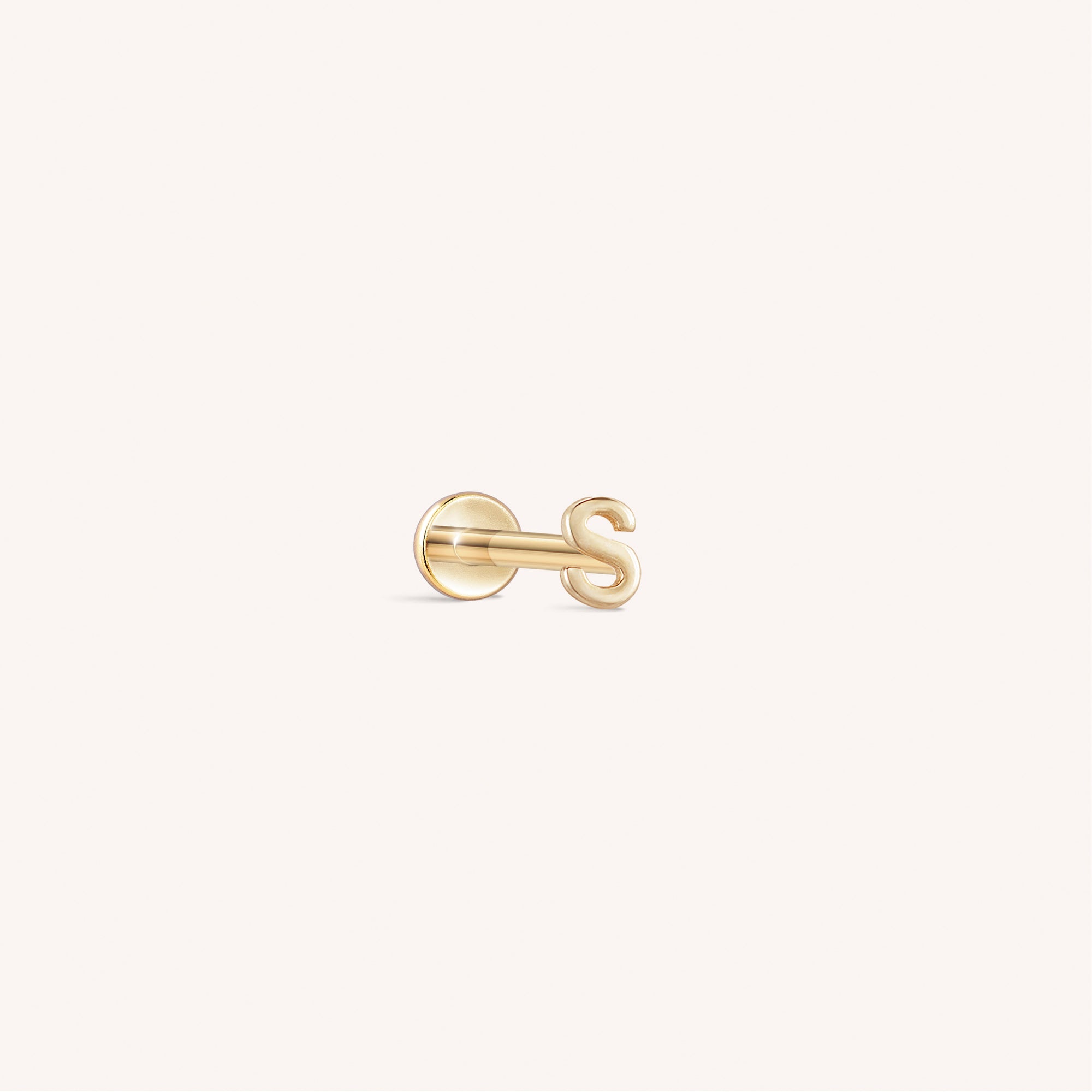 14K Massief Gouden Mini Alfabet Platte Oorbel
