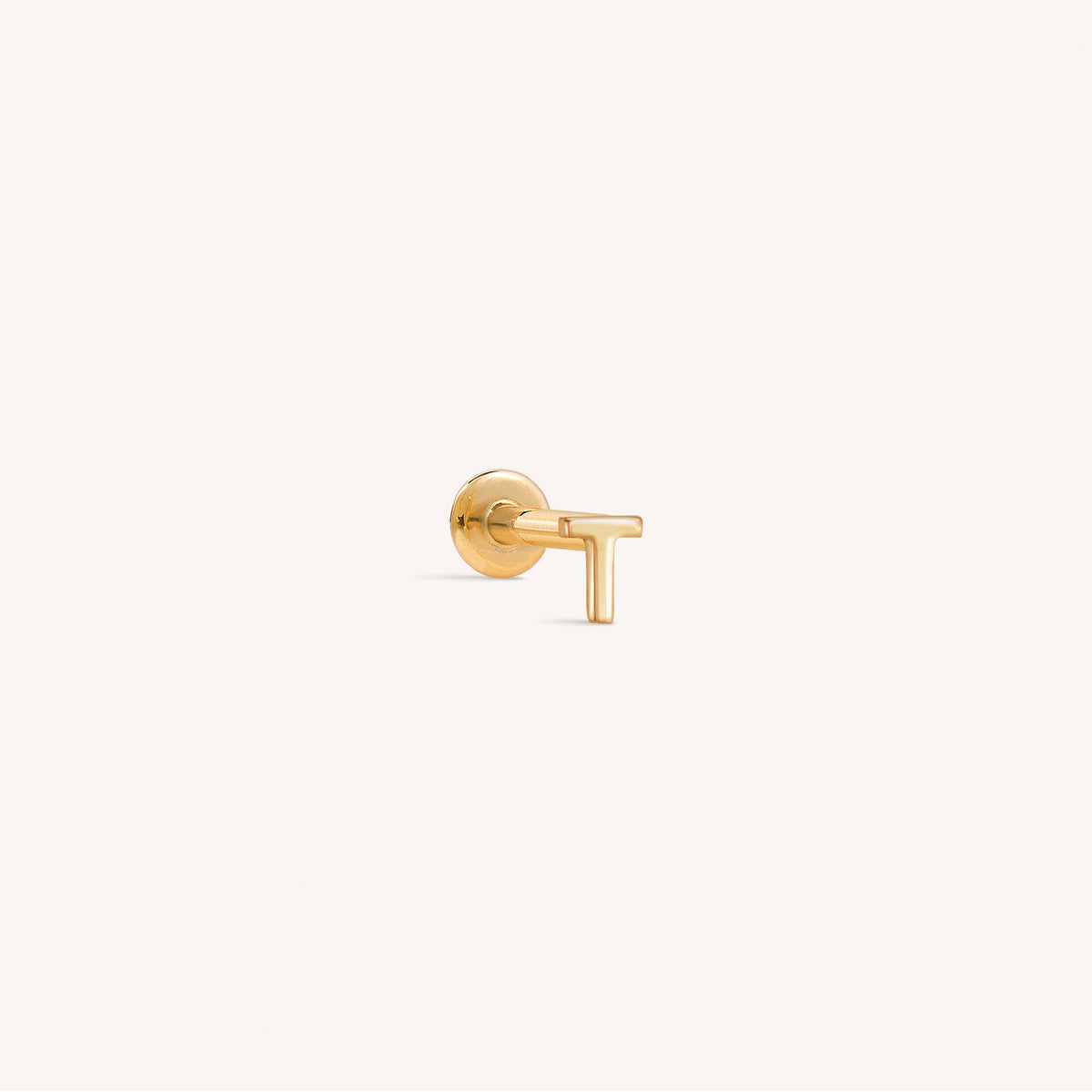 14K Massief Gouden Mini Alfabet Platte Oorbel