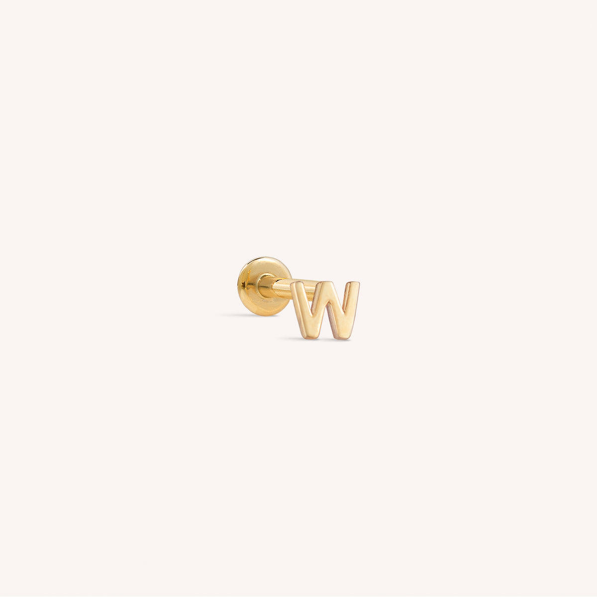 14K Massief Gouden Mini Alfabet Platte Oorbel