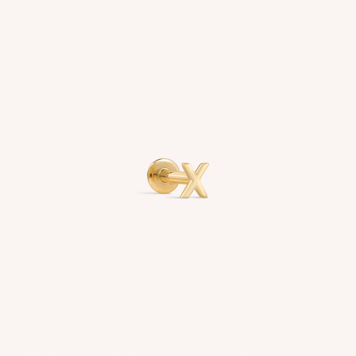 14K Massief Gouden Mini Alfabet Platte Oorbel