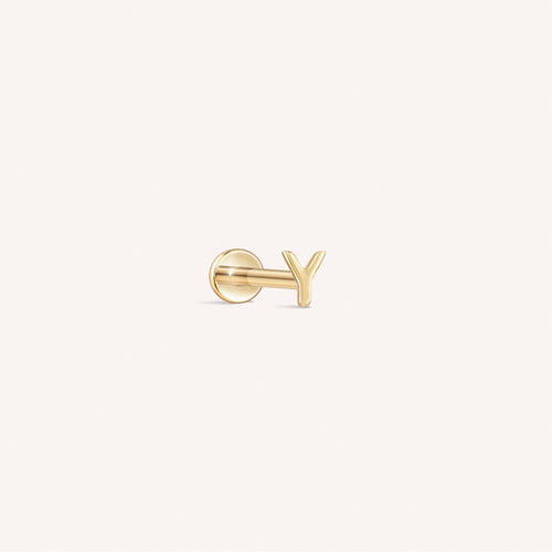 14K Massief Gouden Mini Alfabet Platte Oorbel