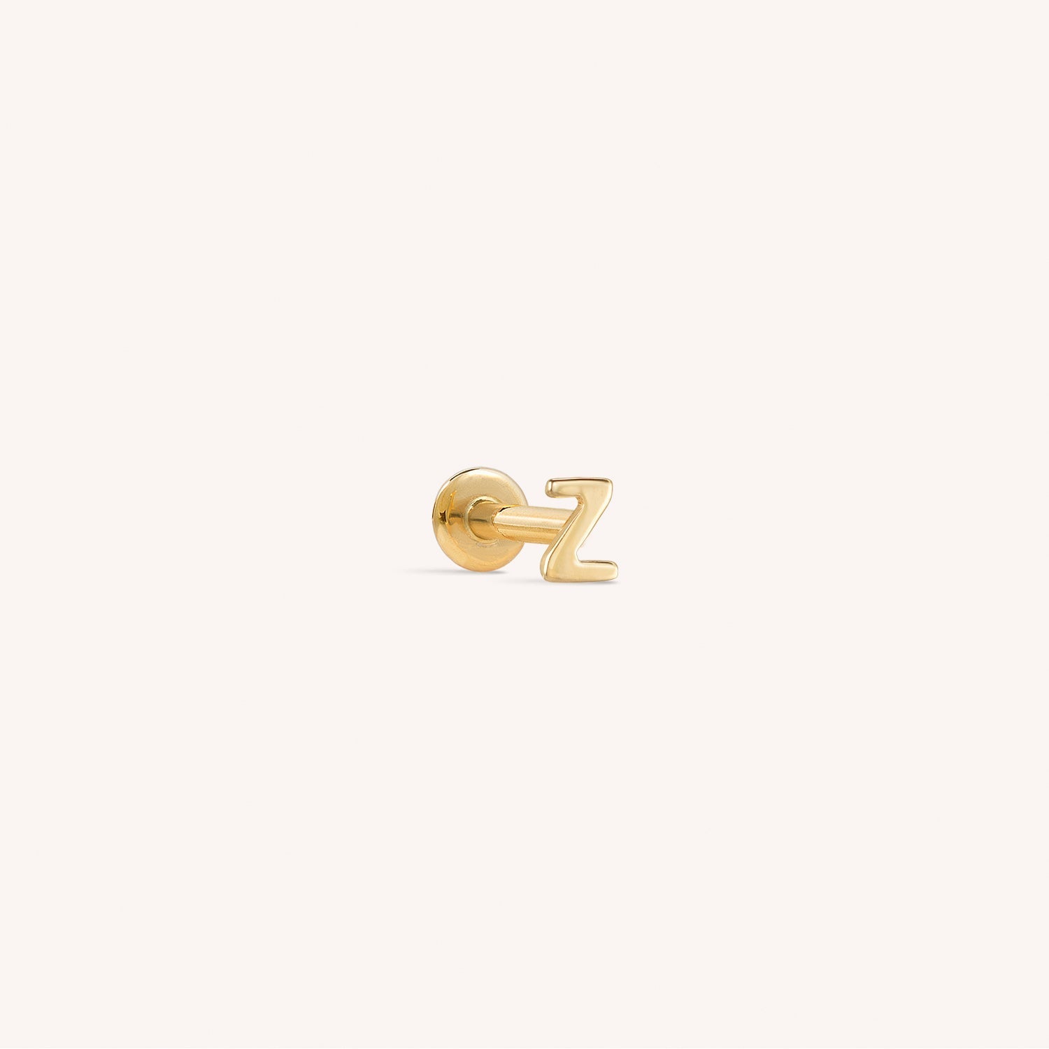 14K Massief Gouden Mini Alfabet Platte Oorbel