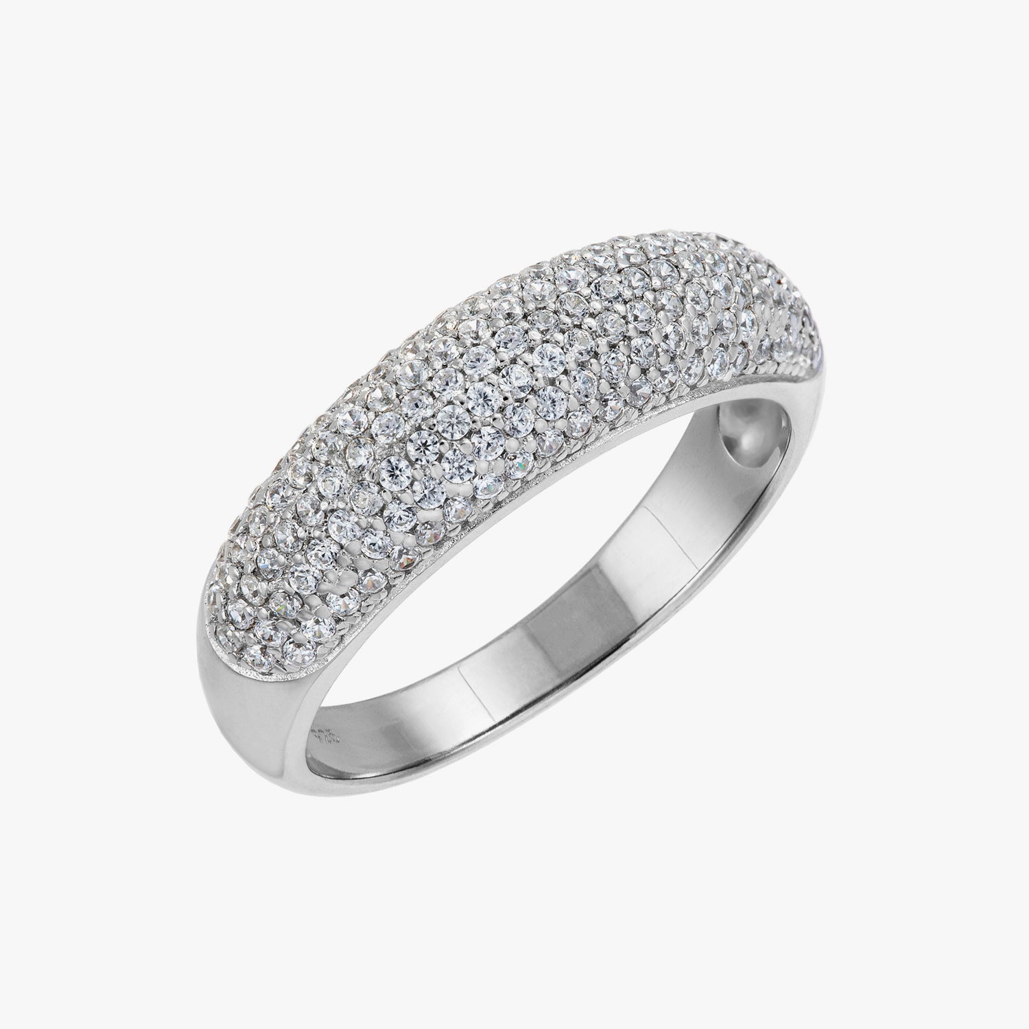 Anneau de dôme pave incrusté argent