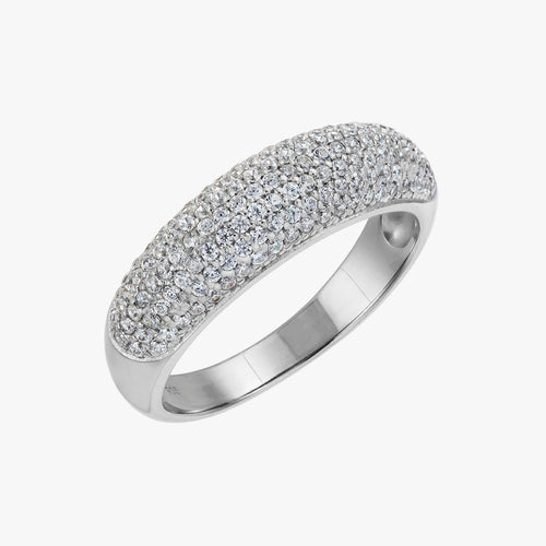 Anneau de dôme pave incrusté argent