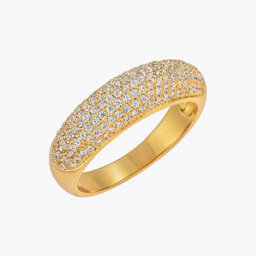 Vergulde Encrusted Pave Koepelring