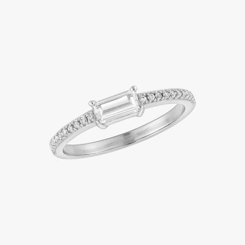 Anello Solitario Baguette in Argento