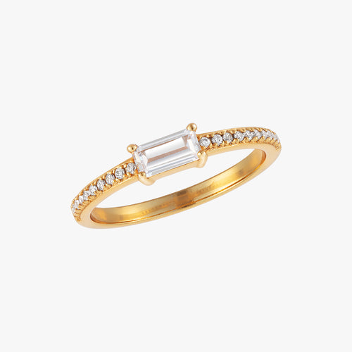 Cincin Emas Solitaire Baguette