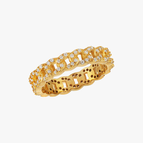 Cincin Rantai Emas Bersilangan CZ