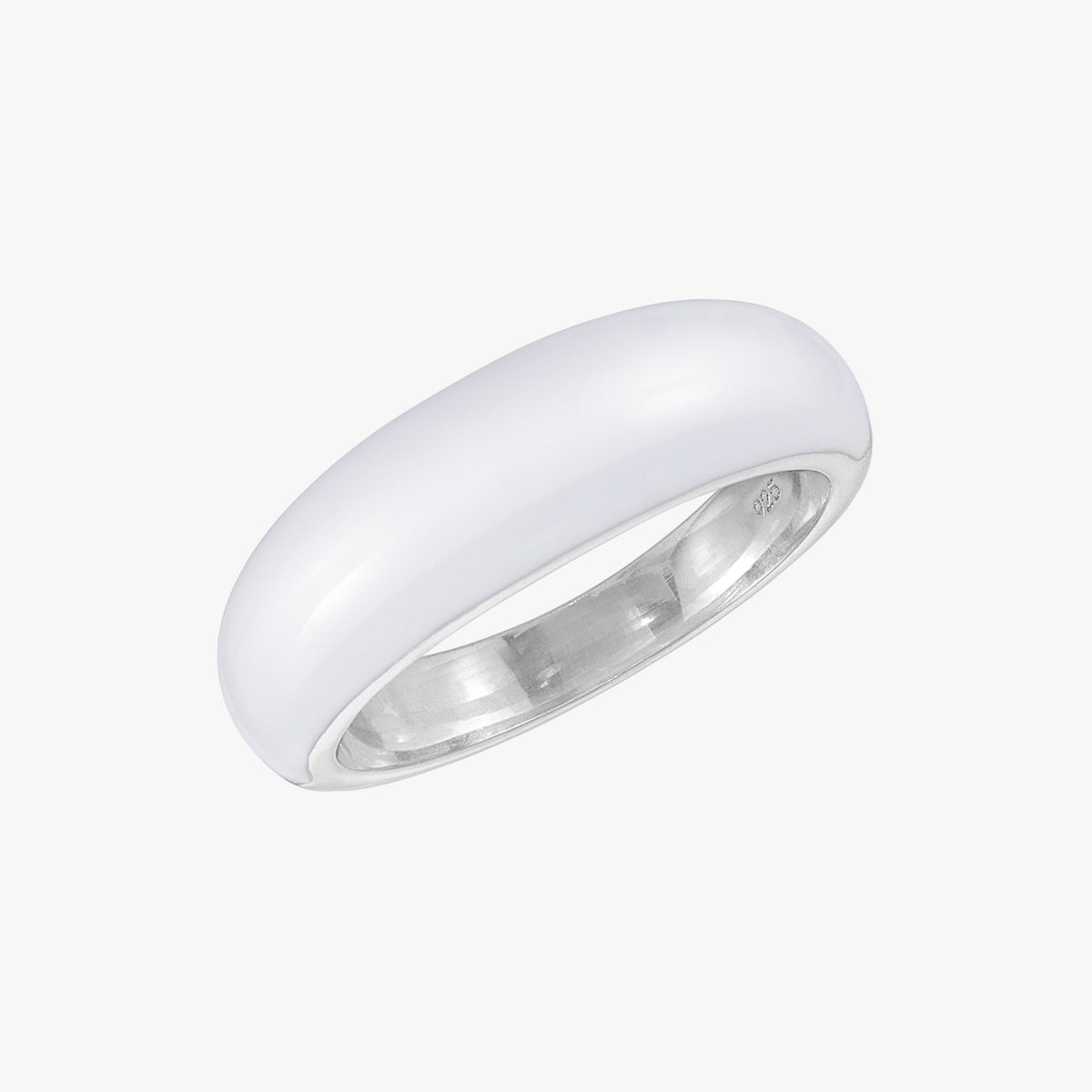 Cincin Kubah Enamel Putih Mutiara