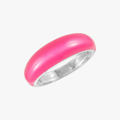 Anello a cupola smaltato rosa neon