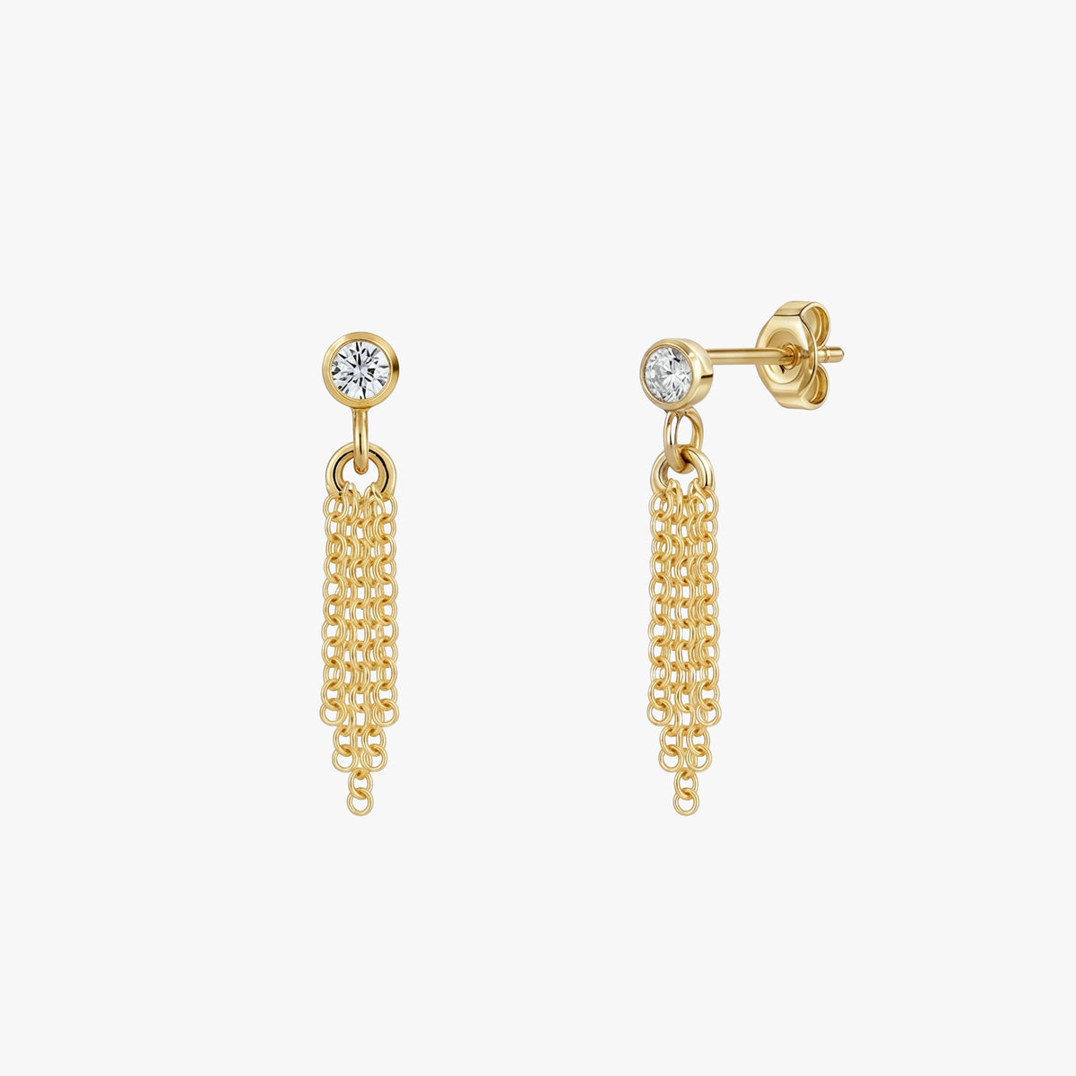 Sparkly Tassel Chain Stud Earrings