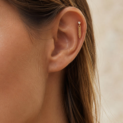 Sparkly Tassel Chain Stud Earrings