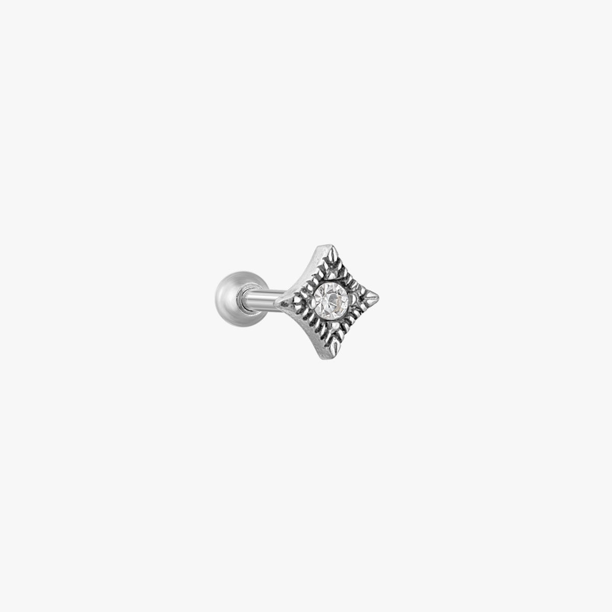Vintage CZ Rombus Jeweled Micro Barbell
