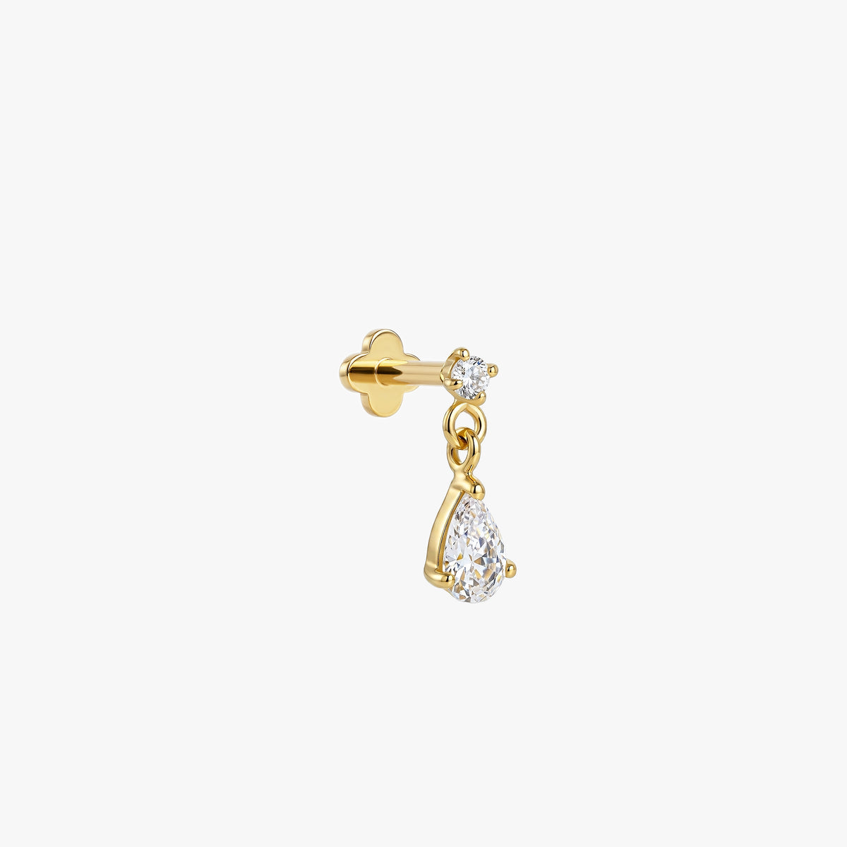 Dangle CZ Pear Flatback Earring