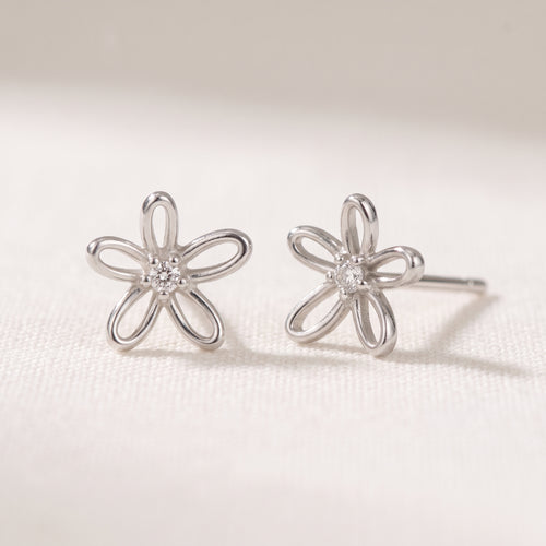 14K Massivt Guld Floraison Halo Diamant Ørestikker