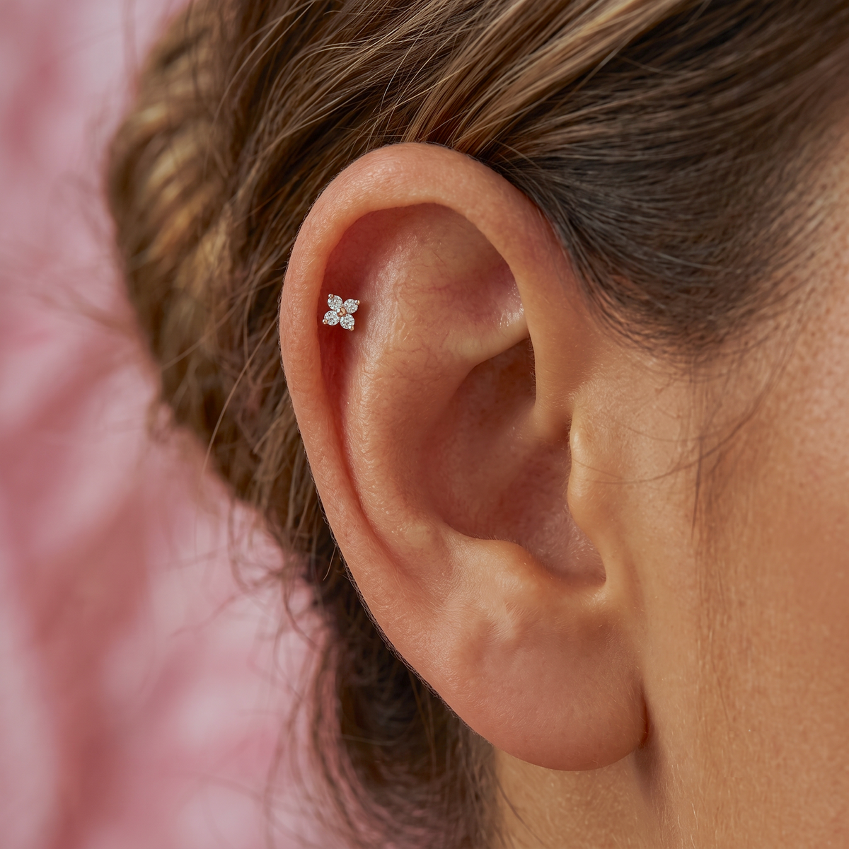 Sparkly CZ Floral Flatback Earring