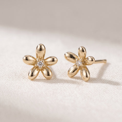 ต่างหูประดับเพชร Floraison ทองแท้ 14K