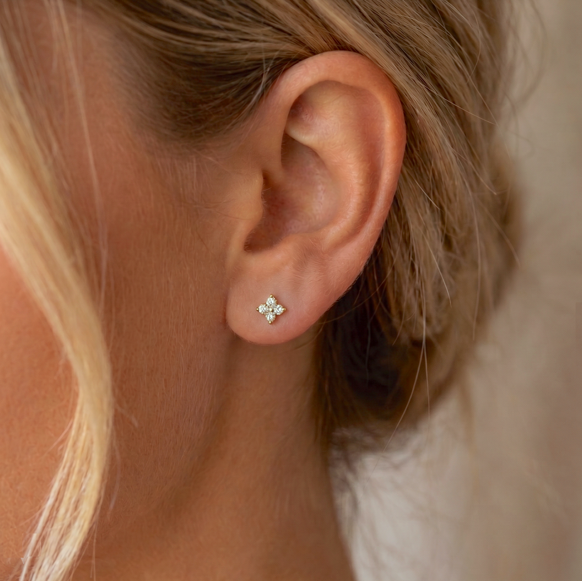 Sparkly CZ Floral Flatback Earring