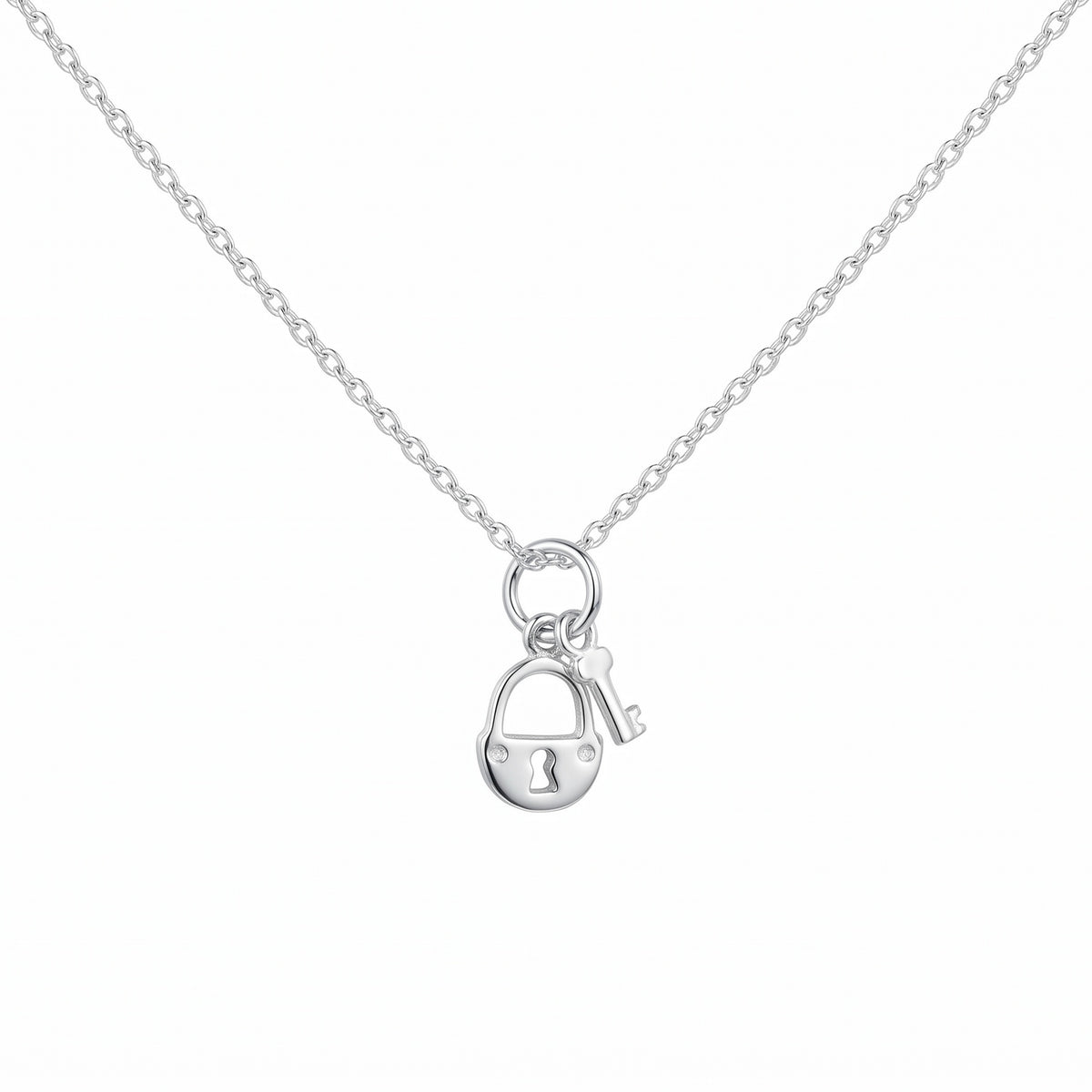 Petite Lock and Key Charm Necklace