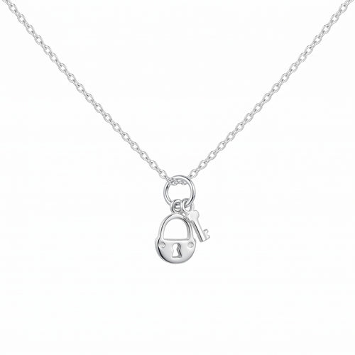 Petite Lock and Key Charm Necklace