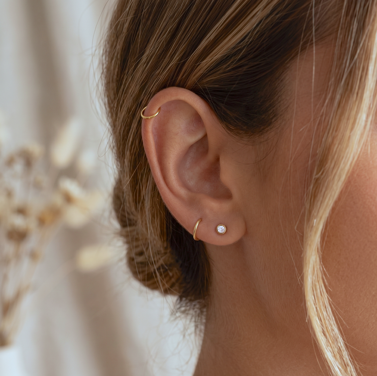 14K Massivgold Kleiner Clicker-Hoop 8mm