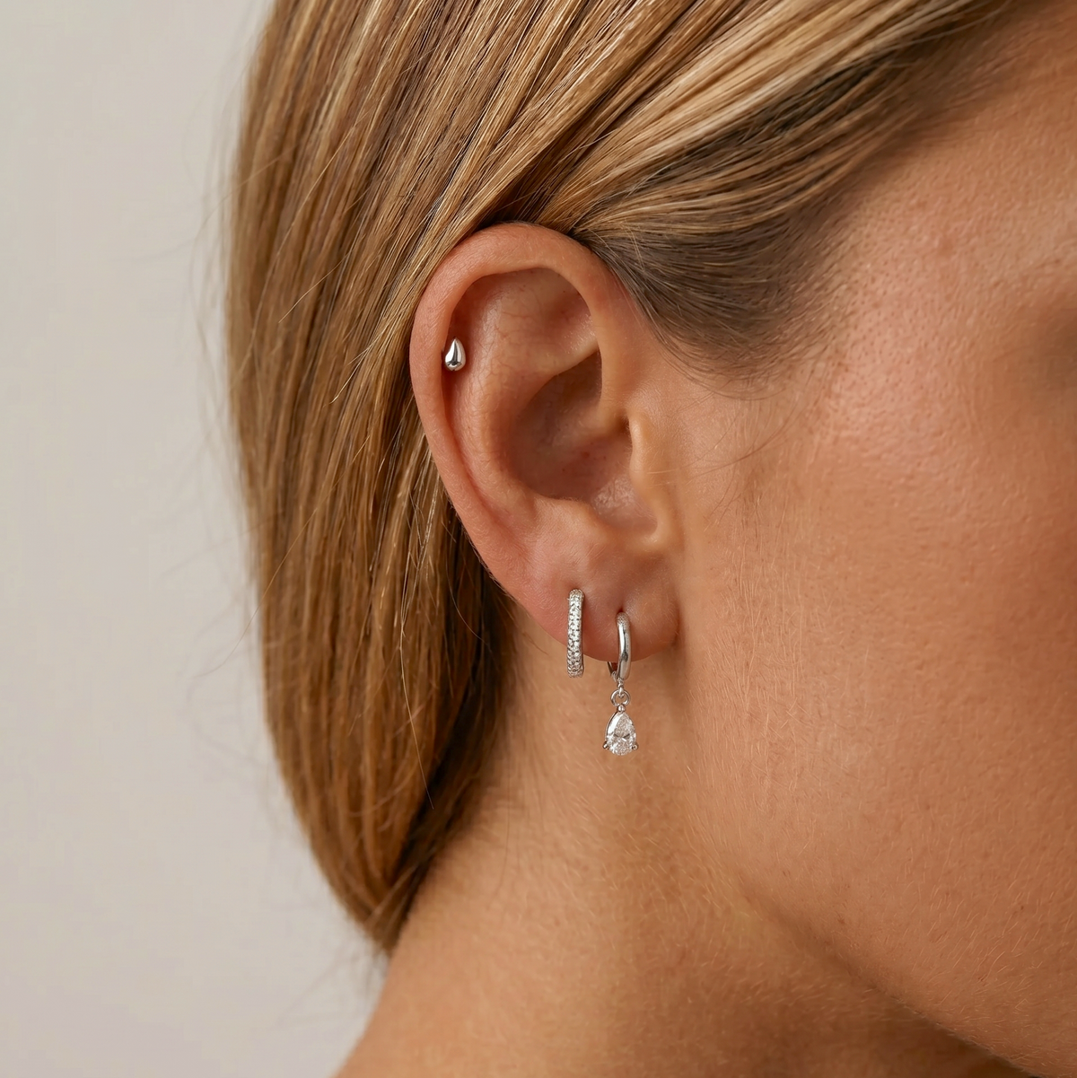 Organic Teardrop Flatback Earring