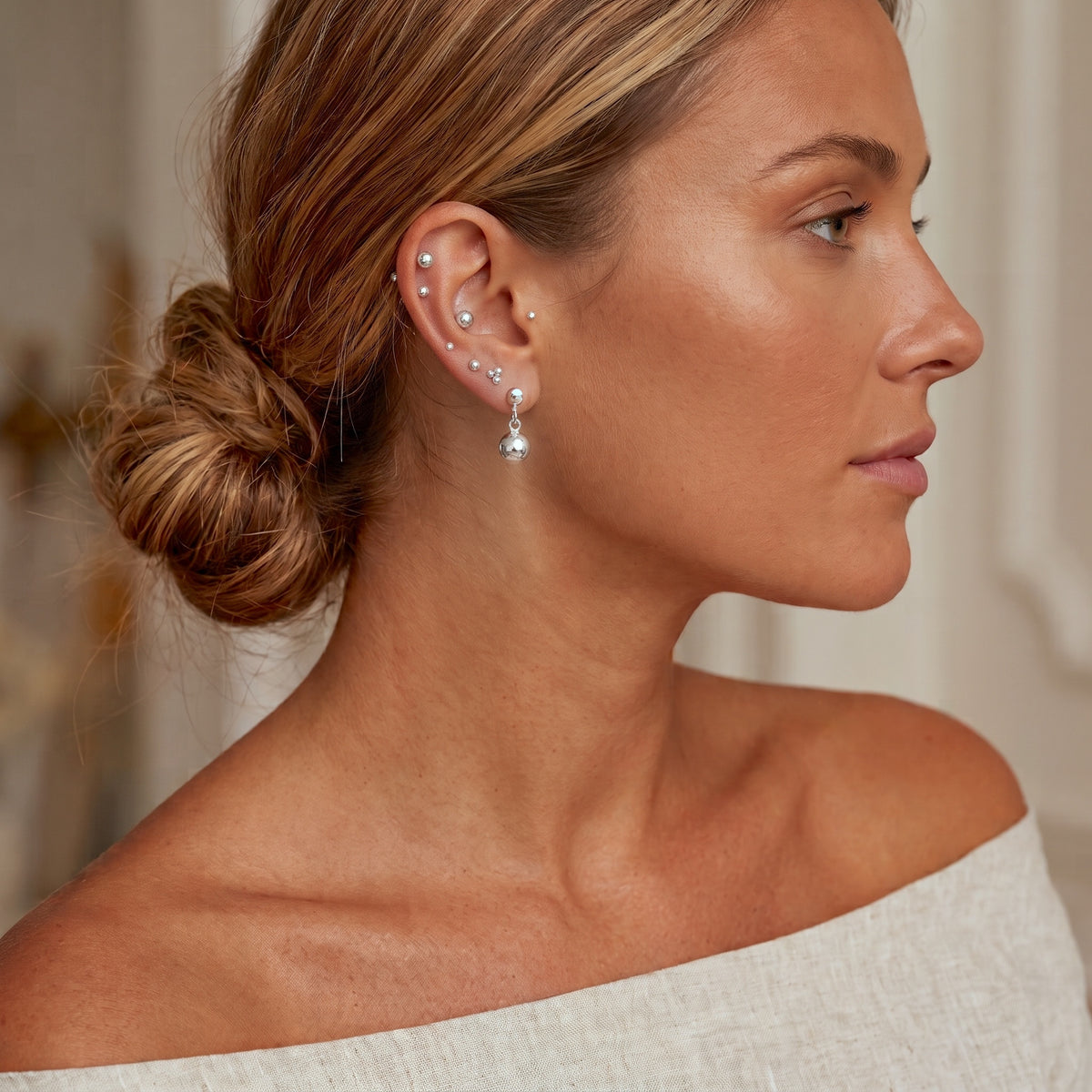Double Bold Sphere Ball Earrings