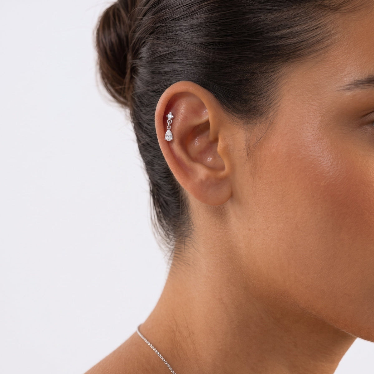 Dangle CZ Pear Flatback Earring