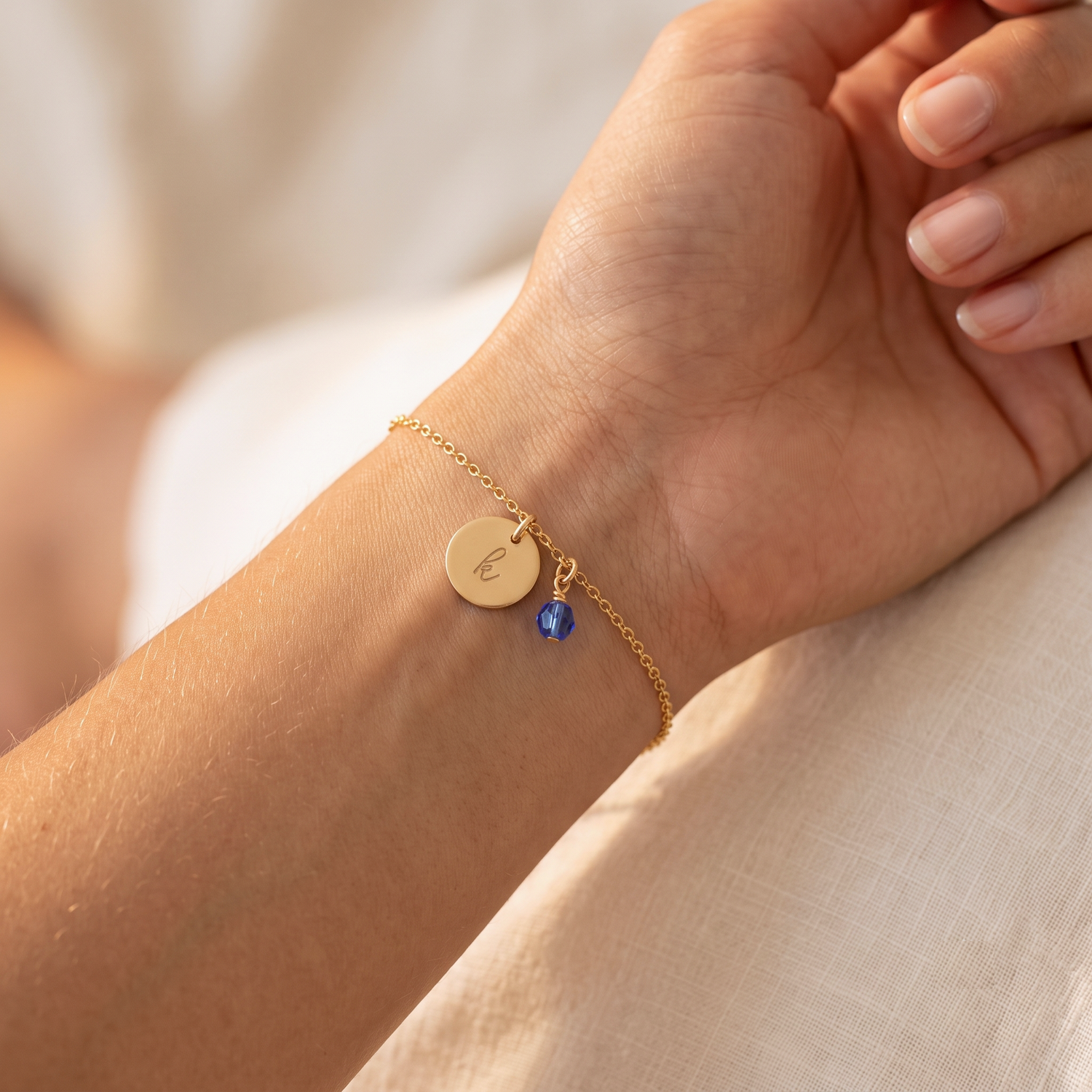 Gepersonaliseerde geboortestenen kristallen schijf armband