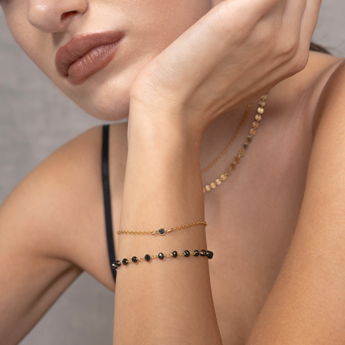 Bracelet de lunette noire brillante