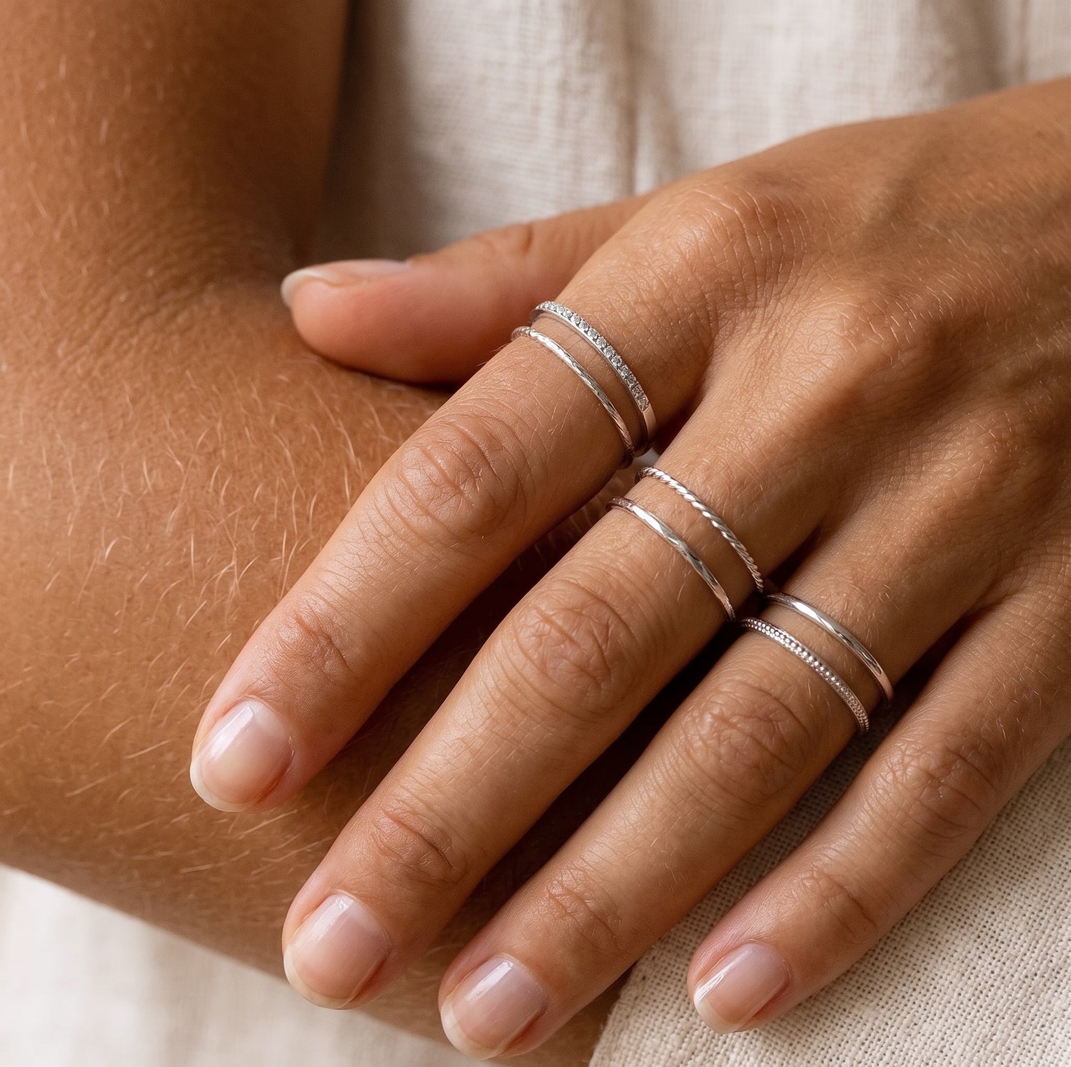 Sparkle Skinny Ring Sølv