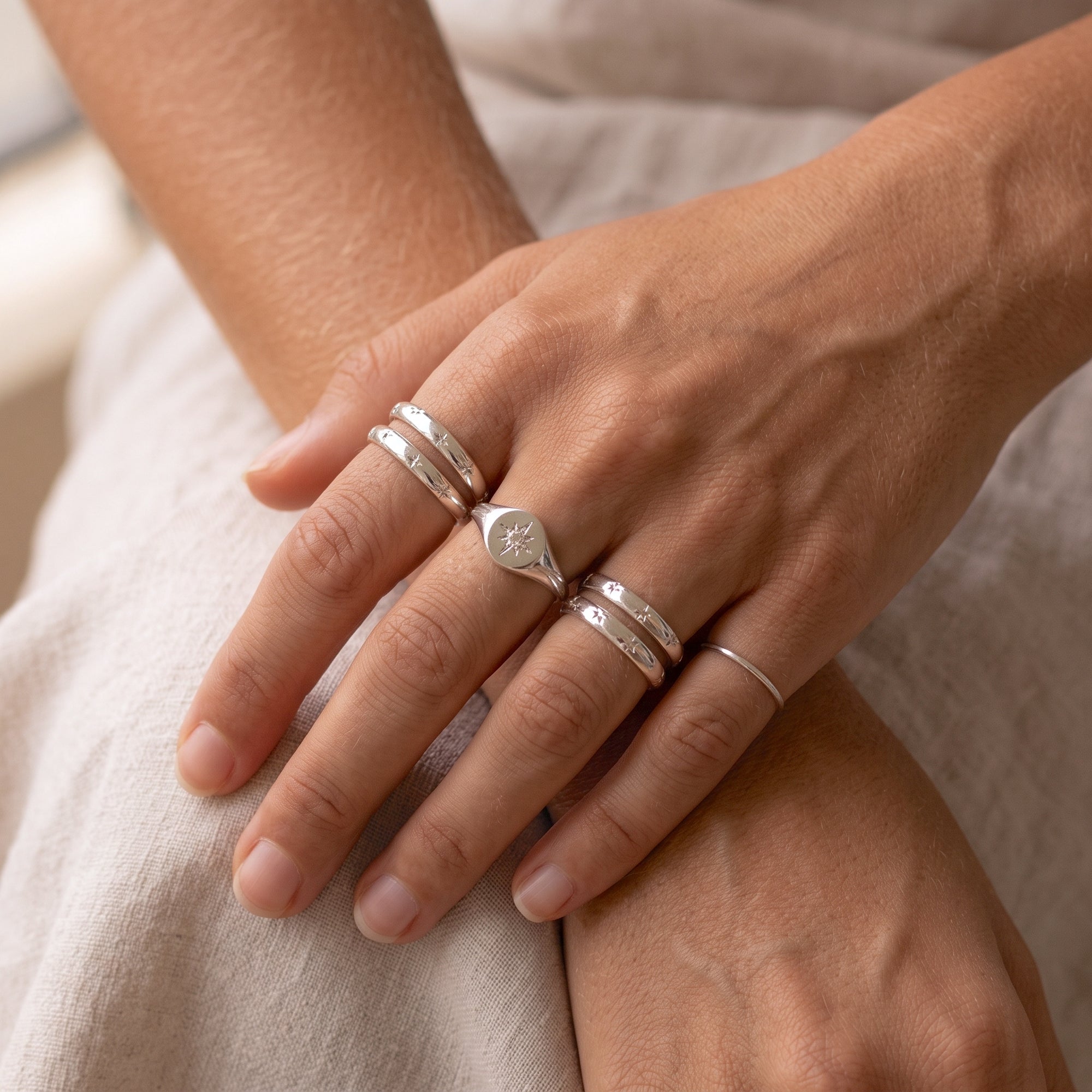 Starburst Koepel Ring Zilver