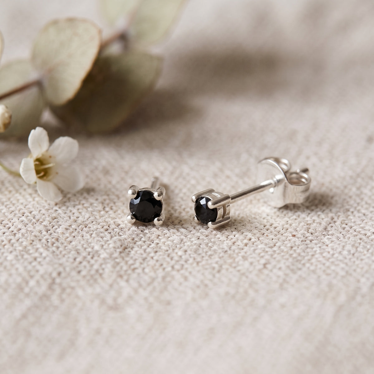 Mini Black Stud Earrings