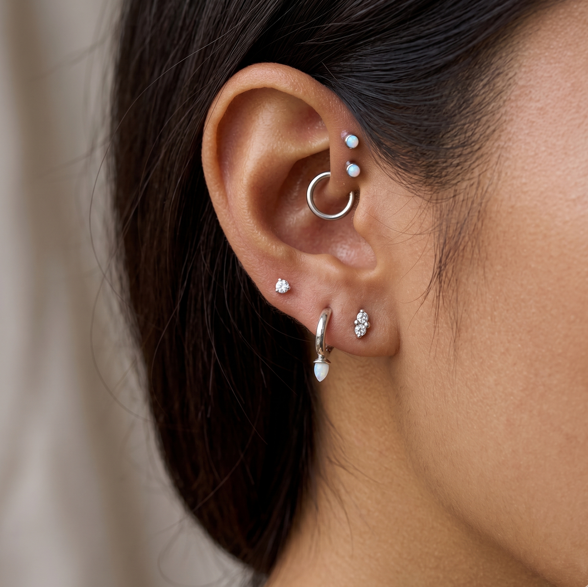 Opal Bullet Huggie Earrings