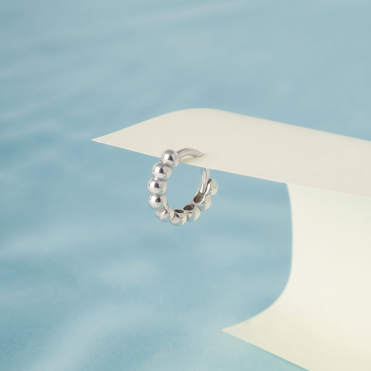 14K massivt gull boble liten hoop-øredobb