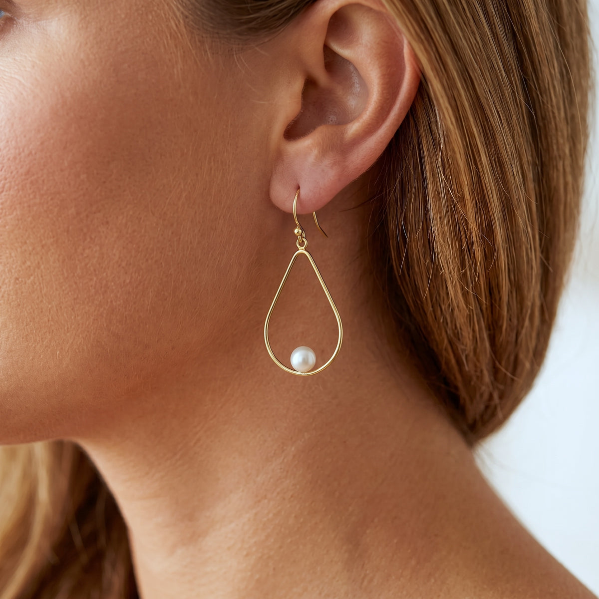 Open Teardrop Pearl Earrings