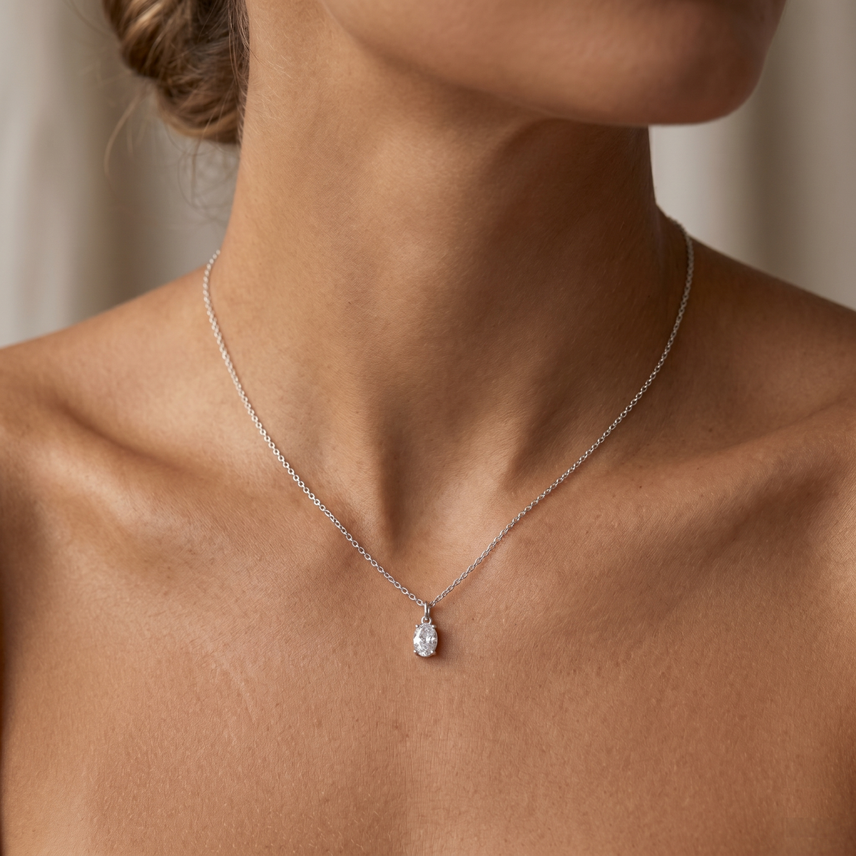 Ovale Solitaire Ketting