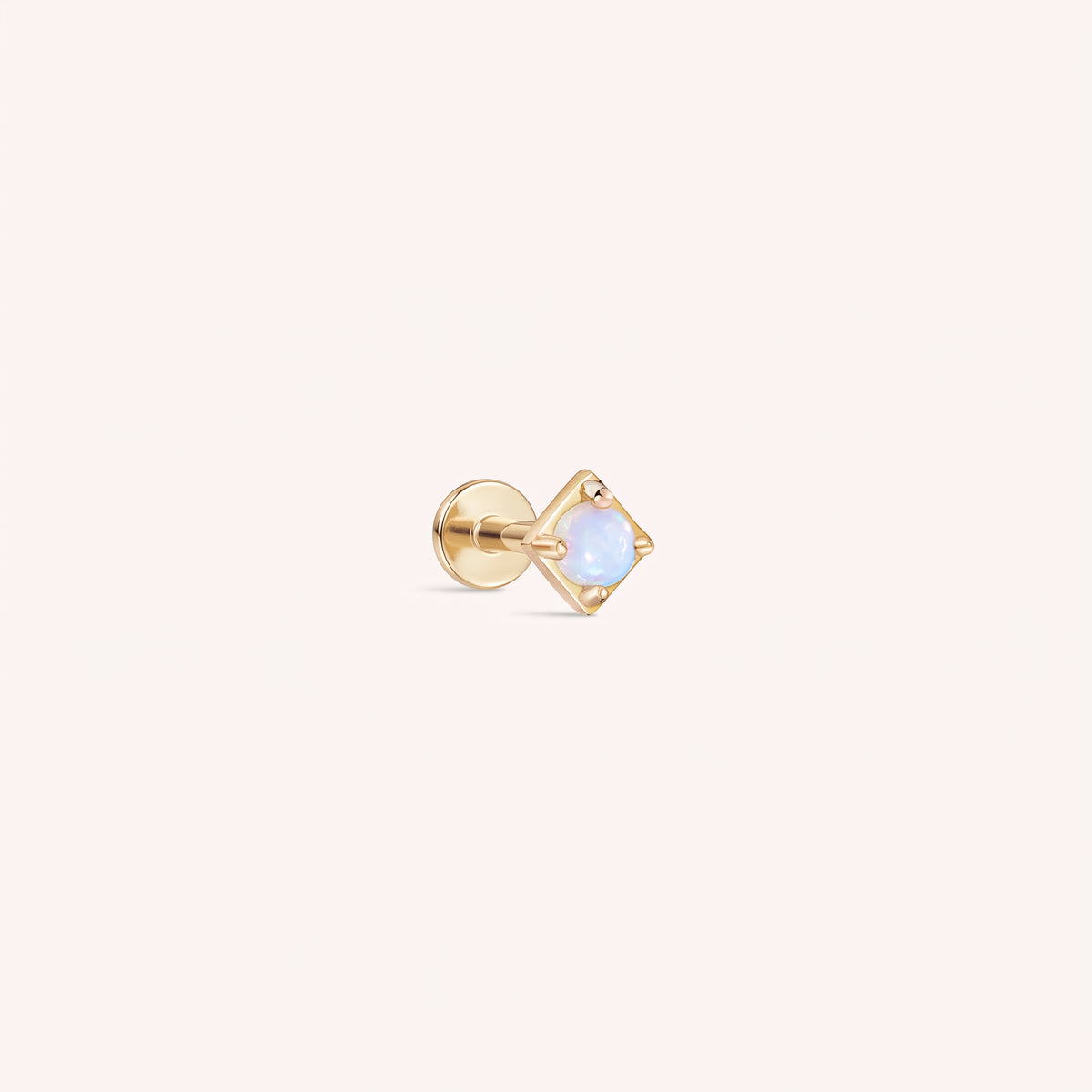 14K Massivt Gull Mini Opal Kvadratisk Gjenger Labret Ørepynt