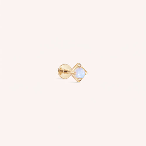 14K Massivt Gull Mini Opal Kvadratisk Gjenger Labret Ørepynt