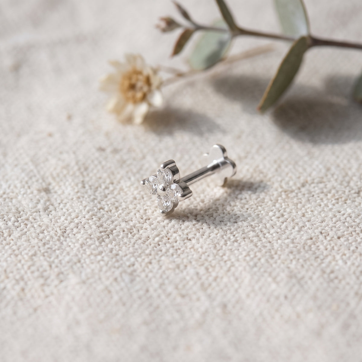 Sparkly CZ Floral Flatback Earring