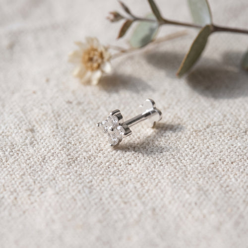 Sparkly CZ Floral Flatback Earring