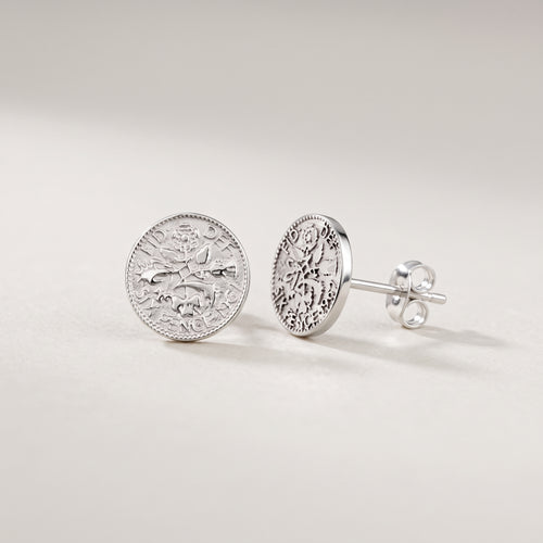 Medallion Coin Stud Earrings