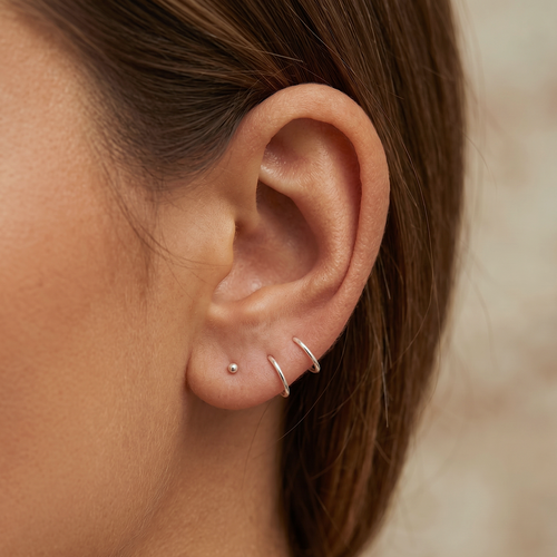 14K massivt guld mini klik-ørering 7mm