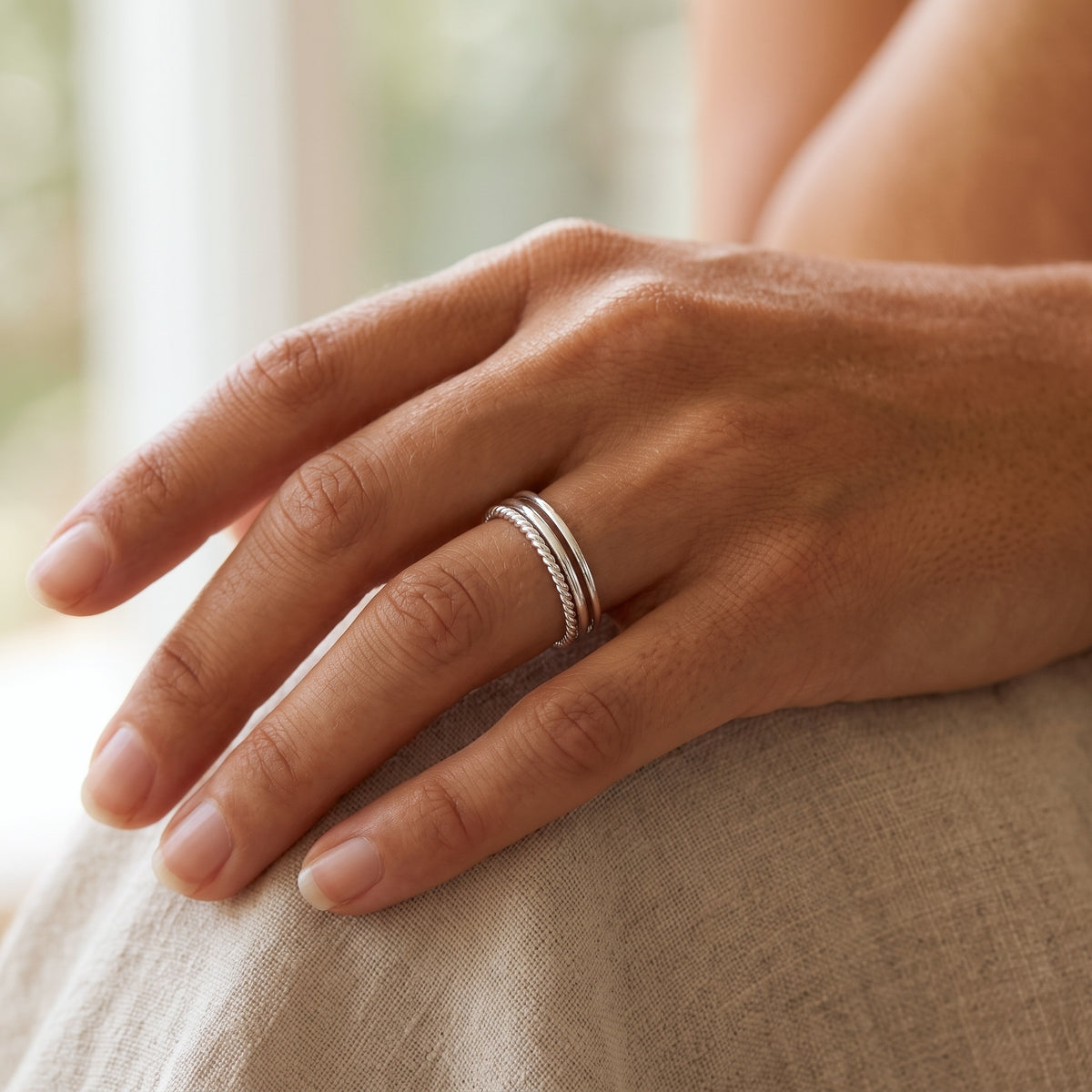 Dunne Twist Ring Zilver