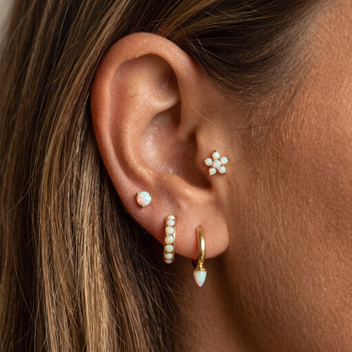 Opal Bullet Huggie Earrings