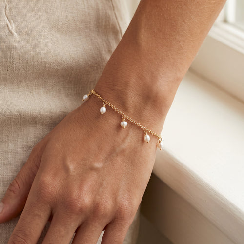 Gelang Rantai Rolo Mutiara Kecil